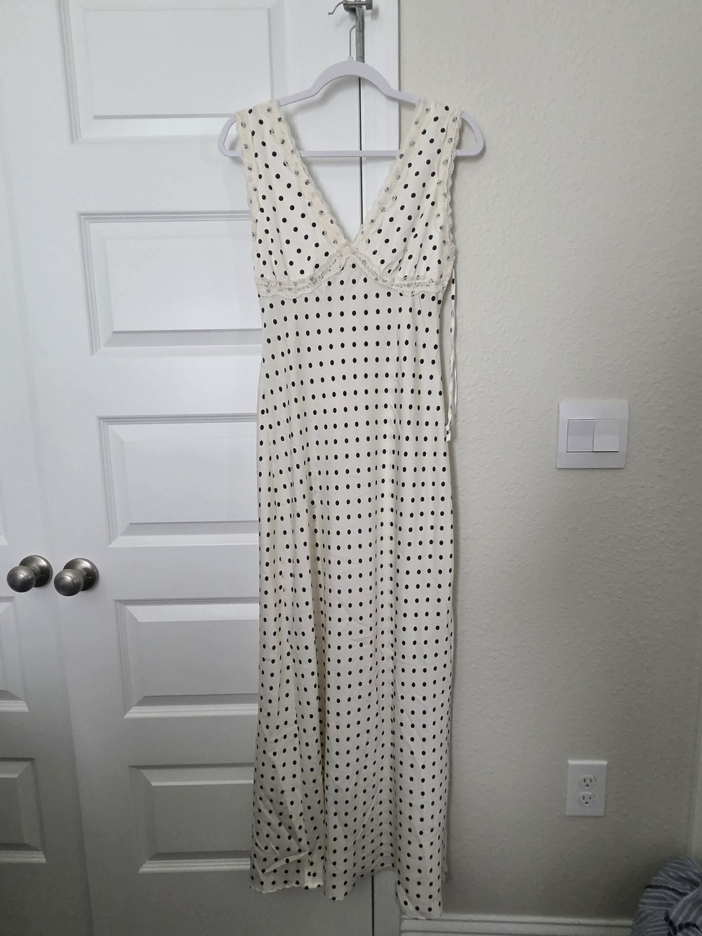 Jessica Simpson Cream Maxi Dress with Black Polka Dots